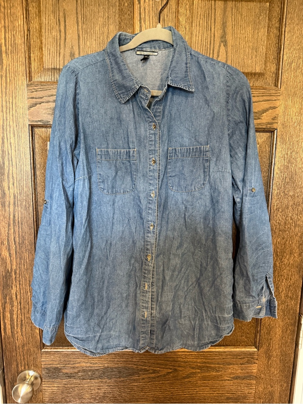 Allison Brittney Blue Denim Cotton Button Down Shirt Medium